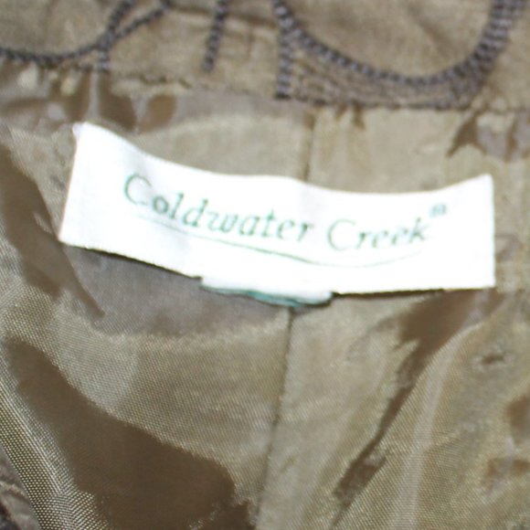 COLDWATER CREEK Olive Green Quilted Jacket Size Large Button Front Oriental L/S - Picture 13 of 13